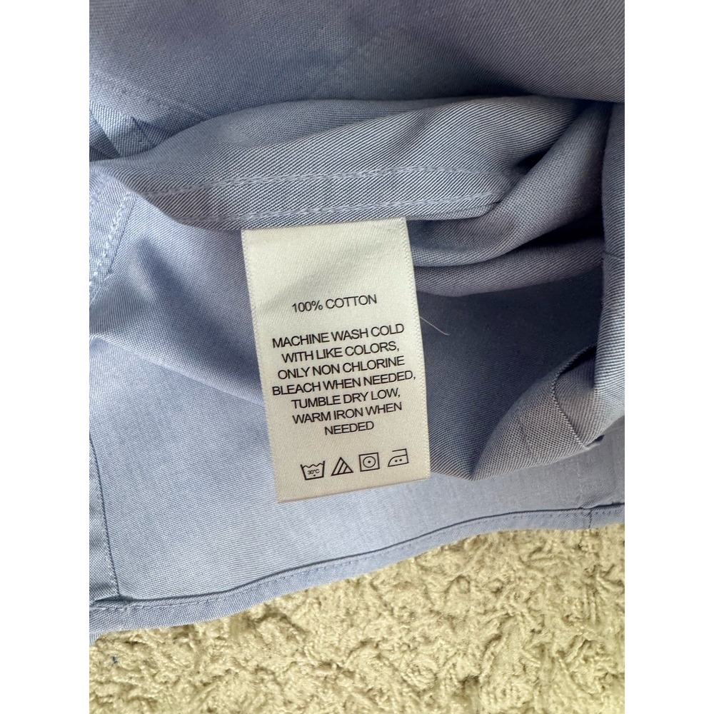 Foxcroft Non Iron Fitted Long Sleeve Button Up Blouse Top Shirt Size 16 Blue - Picture 9 of 9